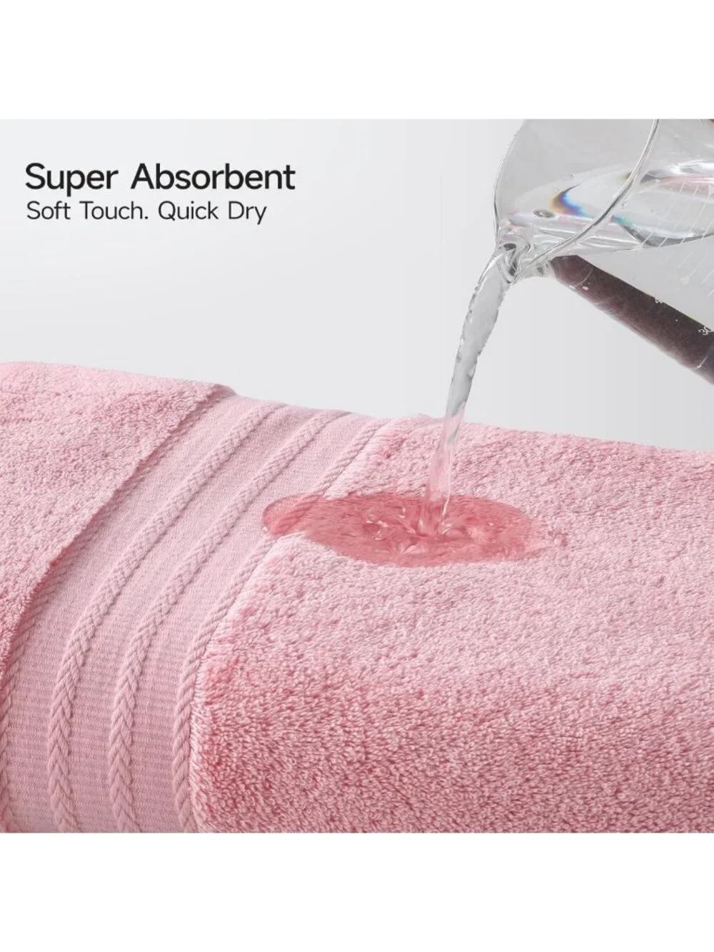 Luxury Pink Towel Set of 8 - 100% Cotton, Highly Absorbent Bath Towels for